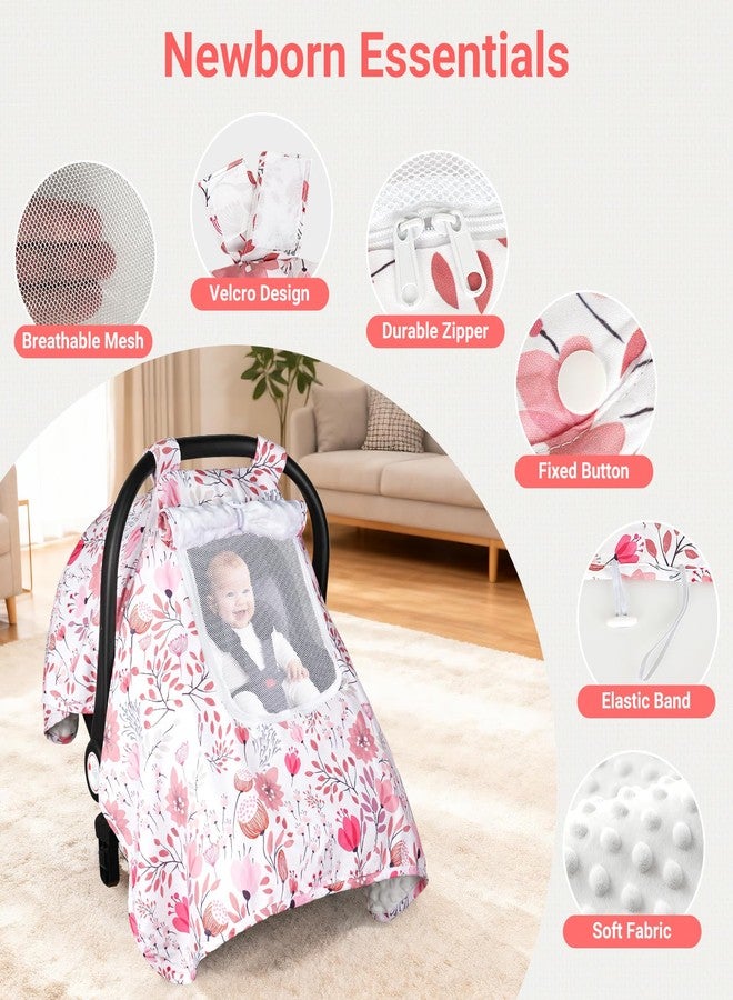 Bnditeu Car Seat Cover Baby, Carseat Covers Baby with 2 Layers Breathable Zipper Windows, Windproof Infant Car Seat Cover, Kick-Proof Baby Carrier Cover for Baby Girl Newborn Essentials - Image 5
